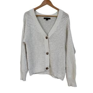 Sanctuary Slouchy Cotton Open Knit Cardigan Cream Women's M Cottagecore Boho